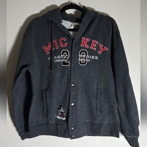 Disney Mickey Mouse Mens Snap Hoodie Jacket Size Small